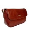 Nova Leathers Cognac Half Flap Shoulder Bag Angled View