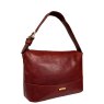 Nova Leathers Cognac Short Handle Shoulder Bag Angled View
