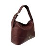 Nova Leathers Brown Short Handle Shoulder Bag Angled View