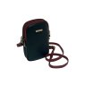 Nova Leathers Black Tan Twin Zip Top Phone Bag with Strap