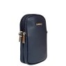 Nova Leathers Navy Twin Zip Top Phone Bag Angled View
