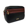 Nova Leathers Black Tan Camera Bag Angled View
