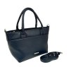 Nova Leathers Navy Small Grab Bag Angled View with Strap