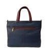 Nova Leathers Navy Tan Medium Square Grab Bag Reverse