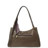 David Jones Mist Moss Leather Effect Slouchy Shoulder Bag Reverse
