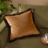 Furn Halo Fringed Velvet Cushion Caramel & Chocolate Lifestyle