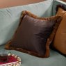 Furn Halo Fringed Velvet Cushion Chocolate & Caramel Lifestyle