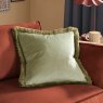 Furn Halo Fringed Velvet Cushion Green & Sage Lifestyle