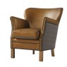 Aldiss Own Dean Plain Back Chair in Leather with Harrington Tweed