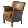 Aldiss Own Dean Plain Back Chair in Leather with Harrington Tweed